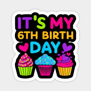 6 Years Old Rainbow Girls 6Th Birthday For Girls Kids Magnet