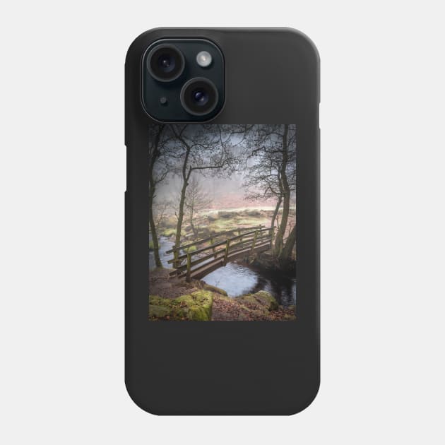 Bridge over a Stream in a Misty Forest Phone Case by TonyNorth