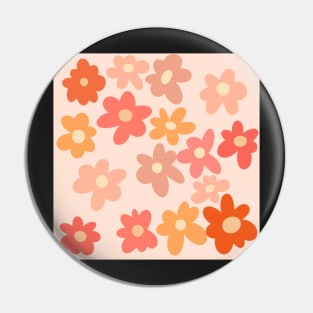 Groovy 70s Retro Mod Flowers Pin