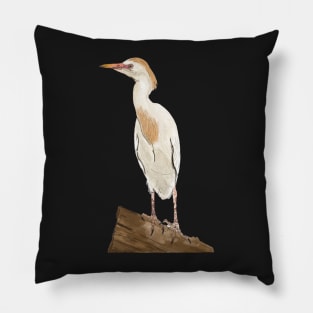 White Cattle Egret Drawing Pillow