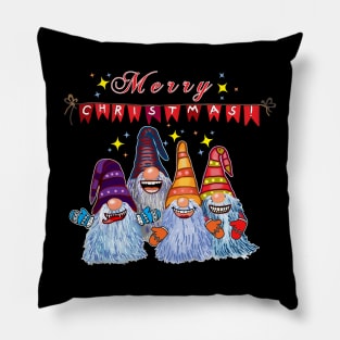 Funny Merry Christmas Gnomes with Icy Beards Pillow