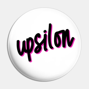 Greek Alphabet: upsilon (black-pink) Pin