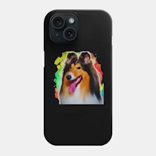 Collie Dog Rainbow Painting Phone Case