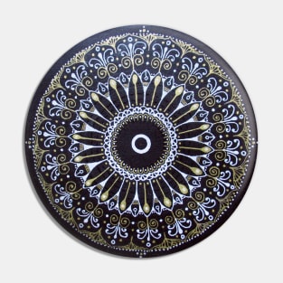 White Gold Canvas Mandala #2 Pin