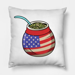 Yerba Mate USA Flag Pillow