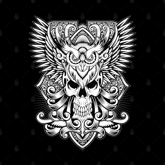 Dark Guardian: The Mysterious Combination of Skull and Owl by GothicDesigns