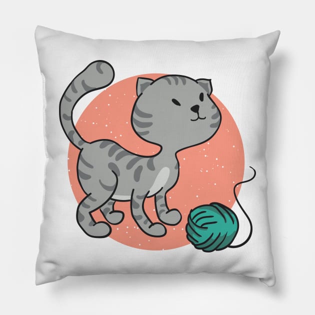 Funny Grey Cat Pillow by Gernatatiti