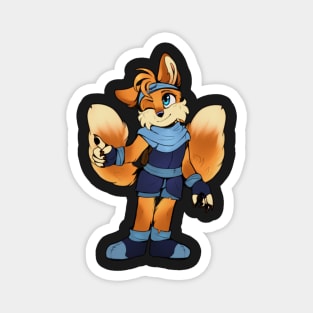 Two-Tailed Anthro Yellow Vixen Magnet