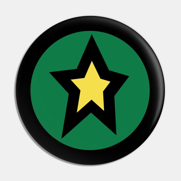 Small Yellow Star Green Circle Graphic Pin by ellenhenryart