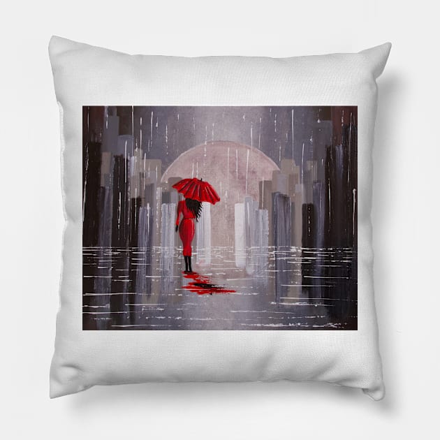 Avoiding the Puddles Pillow by Deborah Malcolm