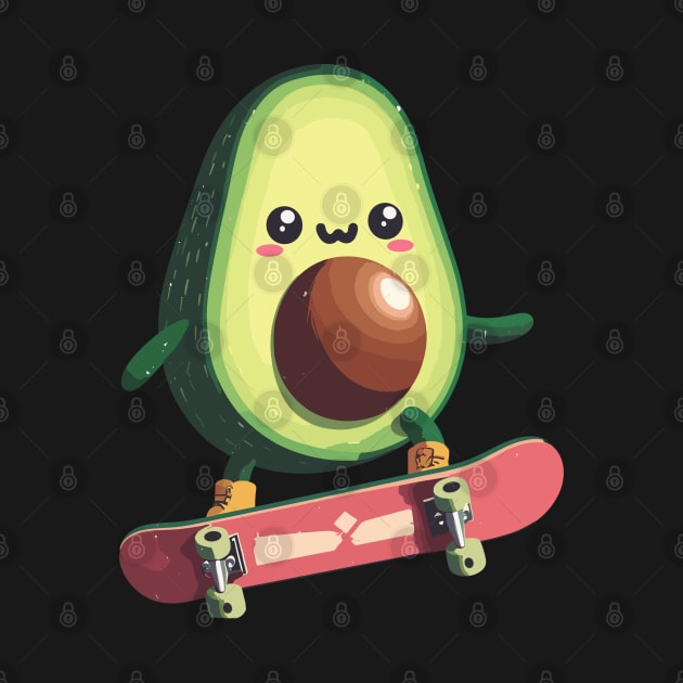 Cool funny avocado skateboarding by TomFrontierArt