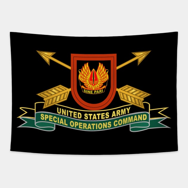 US Army Special Operations Command - Sine Pari - Flash w Br - Ribbon X 300 Tapestry by twix123844