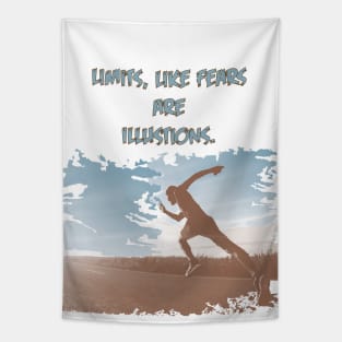 Running, Fitness Marathon No Fear Quote Tapestry