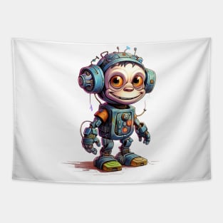 Cartoon monkey robots. T-Shirt, Sticker. Tapestry