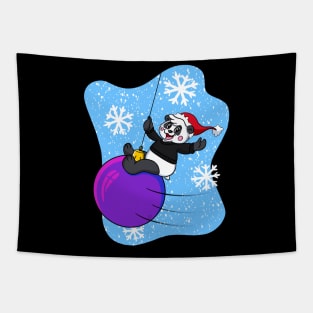 Christmas Santa Panda Wrecking Bauble Tapestry