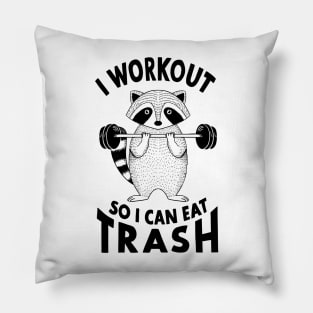 Raccoon eat trash Pillow