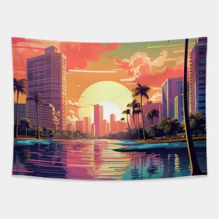 A Pop Art Travel Print of Miami Florida - US Tapestry