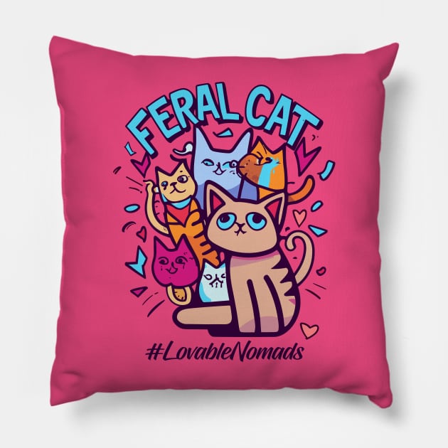 National Feral Cat Day – October 16 Pillow by irfankokabi