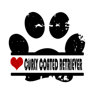 Curly Coated Retriever dog paw print T-Shirt