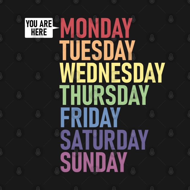 MONDAY "You Are Here" Weekday Day of the Week Calendar Daily by Decamega