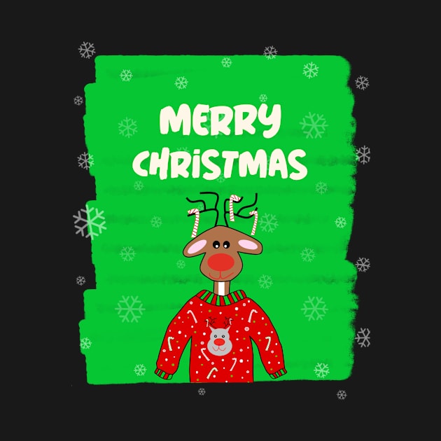 MERRY Christmas Ugly Reindeer Sweater by SartorisArt1