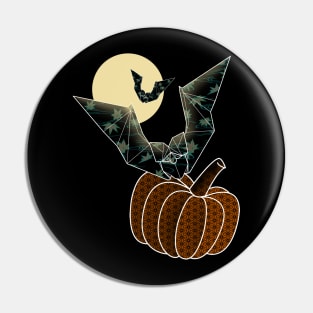 Happy halloween: origami bats, moonlight and pumpkin Pin