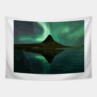 Mount Kirkjufell under the Northern Lights Painting Tapestry