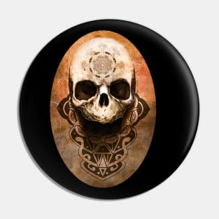 POLYNESIAN SKULL MANDALA RUSTY ARTWORK Pin