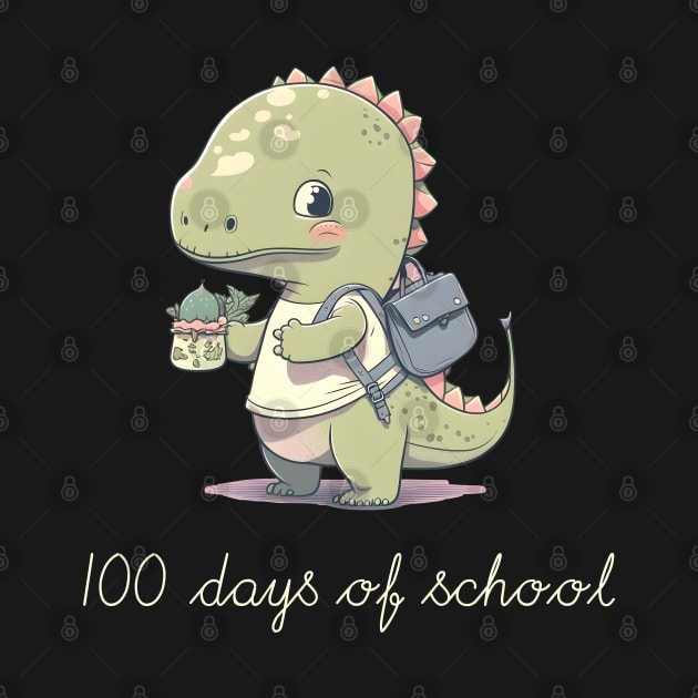 100 Days of School Cute Dino Funny Vintage Dinosaur by Ai Wanderer