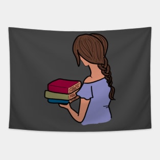 Girl holding Books Tapestry