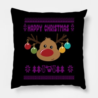 Reindeer ugly christmas sweater - family christmas, t-shirt, pjama top Pillow