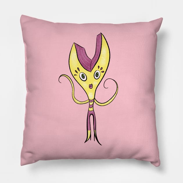 Cute Girly Cartoon Character Pillow by Boriana Giormova