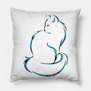 Ornate Abstract Cat Colorful Illustration Pillow