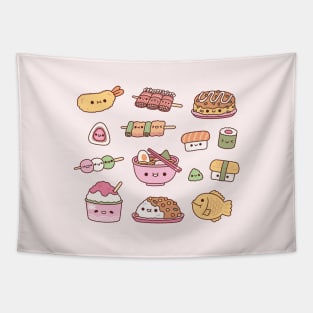 Cute Japan Food Sushi Ramen Tempura And More Tapestry