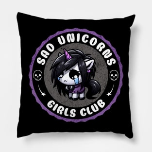 Emo Unicorn Crying Girls Club Pillow