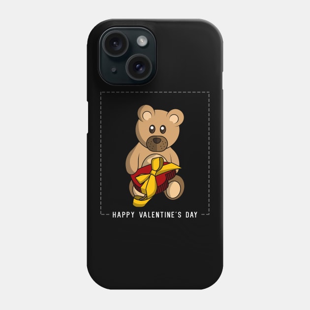 Happy Valentine's Day - Teddy bear with a heart Phone Case by Markus Schnabel