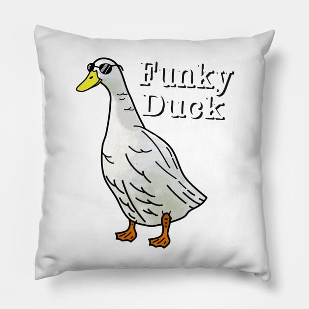 Funky Duck Pillow by NateArtDesign