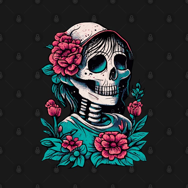 Skull in roses by BYVIKTOR