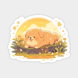 Kawaii Sunset Golden Pup Magnet