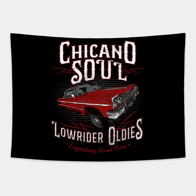 Chicano Soul Lowrider Oldies Legendary Road King Tapestry by Jandjprints
