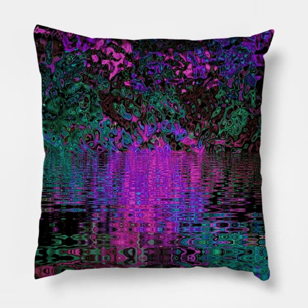 Magenta Abstract Fireworks Flower Pillow by Moon Art