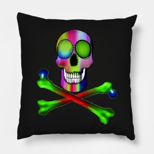 RAINBOW COLORED SKULL AND CROSSBONES, PIRATE Pillow