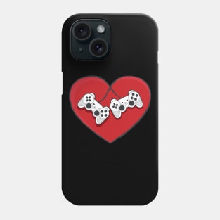 Video Gamer Valentines Day with Controllers Heart Phone Case