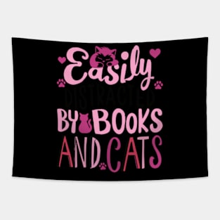 easily distracted by cats and books Tapestry