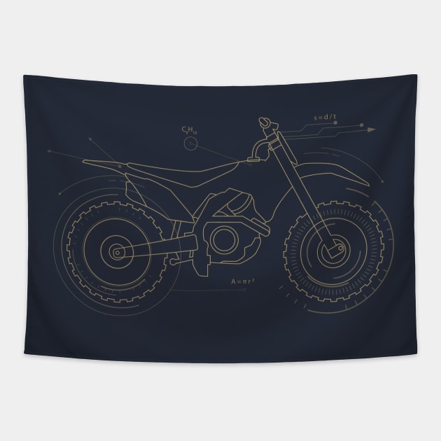 Offroad Motorcycle Blueprint Tapestry by origato