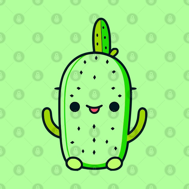 Cute Smiling Green Cactus Cartoon by JoeStylistics