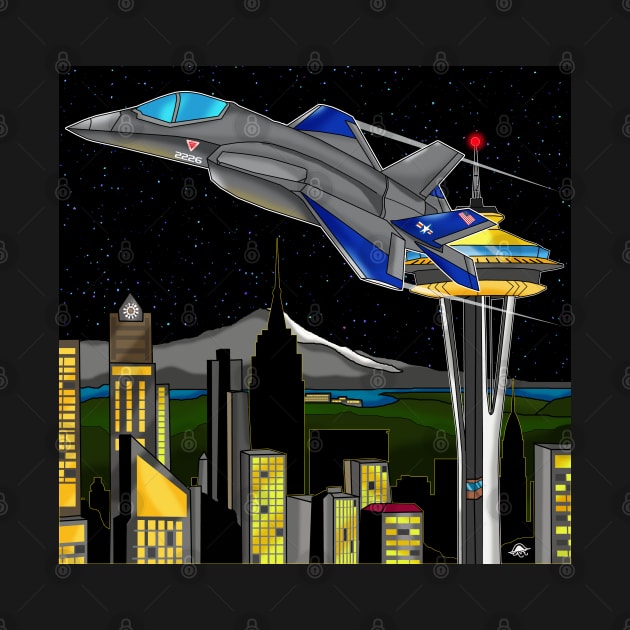 Space Needle Fly by by lytebound