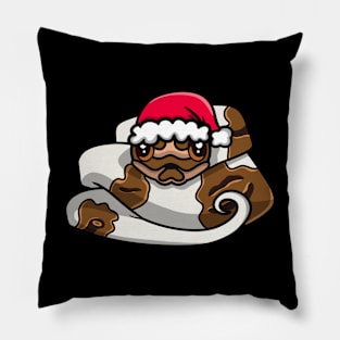 Cute Piebald Ball Python in Santa Hat Pillow