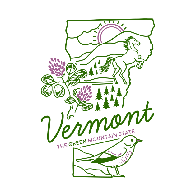 Vintage Vermont Design Art by luckybengal