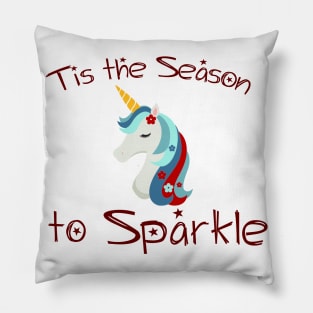 Christmas Unicorn: Tis the Season to Sparkle Pillow